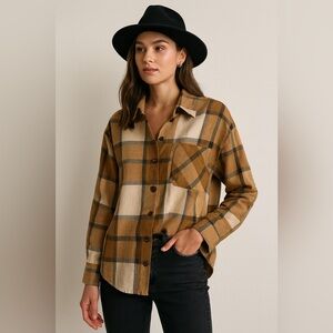 Brown Plaid Button Shirt 0XL Eclectic Grandpa Grunge Blokecore Preppy Americana
